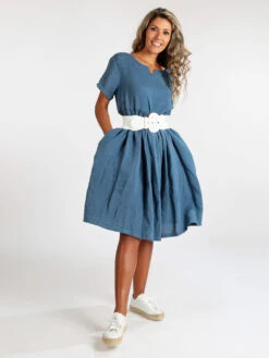 Vestito Lungo In Lino Manica Corta - Avion