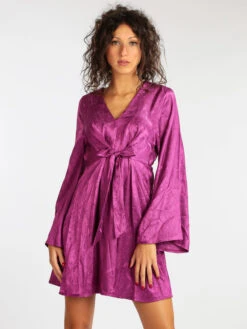 Vestito Midi Con Maniche A Campana - Fucsia