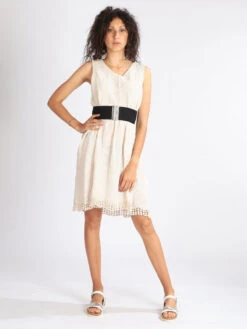 Vestito Smanicato Da Donna In Cotone - Beige