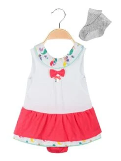 Vestito Smanicato Da Neonata Con Calzini - Anguria