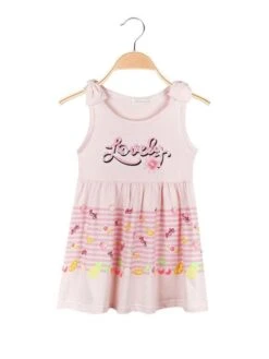 Vestito Smanicato Neonata In Cotone - Rosa