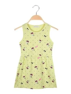 Vestito Spalla Larga A Fantasia - Giallo