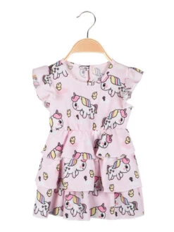 Vestito Unicorno Da Neonata Con Balze - Rosa
